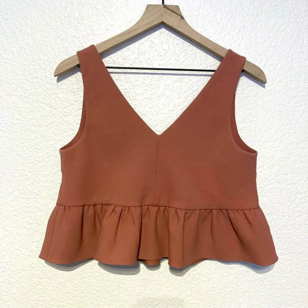 Elizabeth and James Peplum Crop Top Structured Medium Dusty Rose